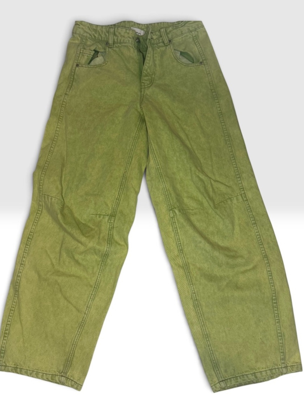 BDG High-Rise Barrel Leg Jeans in Lime Green